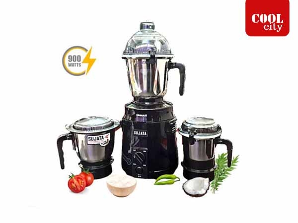 Sujata Dynamix- Black Premium 900 Mixer Grinder (3 Jars, Black)